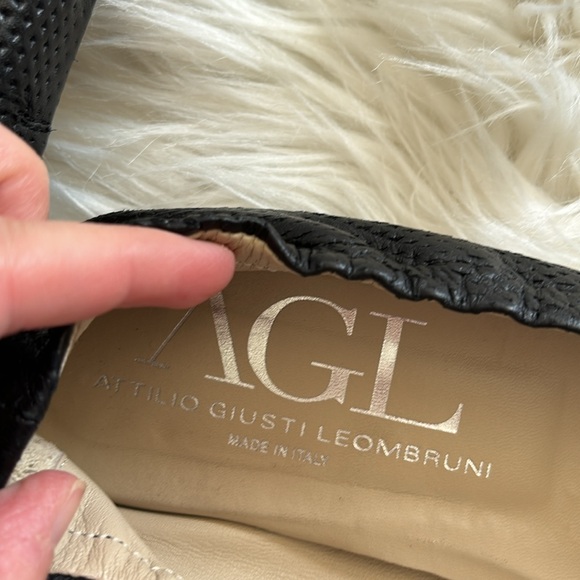 AGL Leather Two-Toned Peep Toe Flats Black/Cream 39.5 - Picture 9 of 10